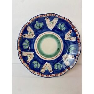 Ceramica Solimene Vietri Italy Hand Painted Chicken Folk Art Scalloped Plate 10"